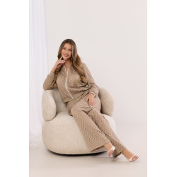 Ażurowy komplet z bluzą na suwak i spodniami