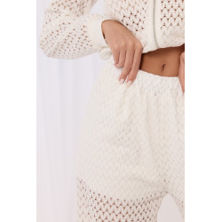 Ażurowy komplet z bluzą na suwak i spodniami