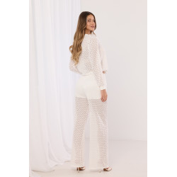 Ażurowy komplet z bluzą na suwak i spodniami