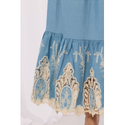 Komplet boho z crop topem i spódnicą maxi z ażurowym haftem