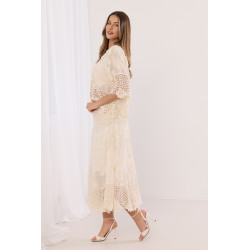 Ażurowy komplet z haftem i aplikacjami florystycznymi