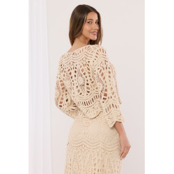 Ażurowy komplet z krótką bluzką i spódnicą maxi