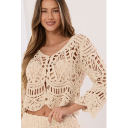 Ażurowy komplet z krótką bluzką i spódnicą maxi