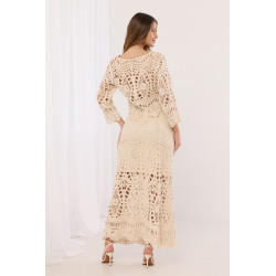 Ażurowy komplet z krótką bluzką i spódnicą maxi