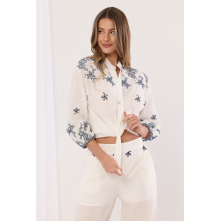 Komplet z koszulą i szerokimi spodniami z haftem