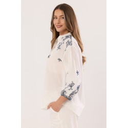 Komplet z koszulą i szerokimi spodniami z haftem