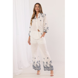 Komplet z koszulą i szerokimi spodniami z haftem