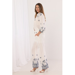 Komplet z koszulą i szerokimi spodniami z haftem