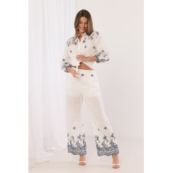 Komplet z koszulą i szerokimi spodniami z haftem