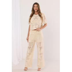 Ażurowy komplet z dzianiny z motywem paisley