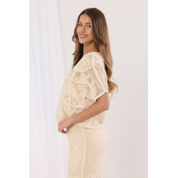 Ażurowy komplet z dzianiny z motywem paisley