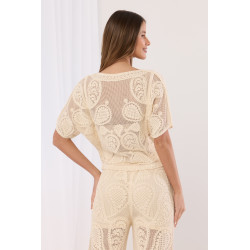 Ażurowy komplet z dzianiny z motywem paisley