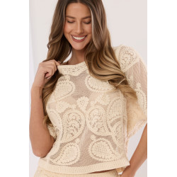 Ażurowy komplet z dzianiny z motywem paisley