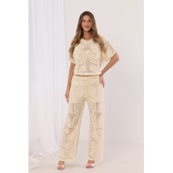 Ażurowy komplet z dzianiny z motywem paisley