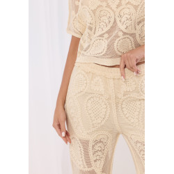 Ażurowy komplet z dzianiny z motywem paisley