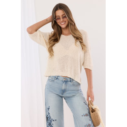 Dzianinowy sweter oversize z okrągłym dekoltem