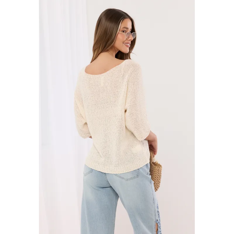 Dzianinowy sweter oversize z okrągłym dekoltem