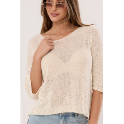 Dzianinowy sweter oversize z okrągłym dekoltem