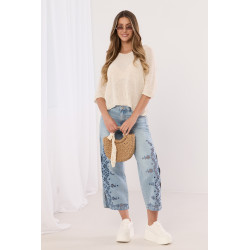 Dzianinowy sweter oversize z okrągłym dekoltem