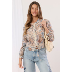 Kurtka typu bomber z nadrukiem kwiatowym