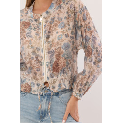 Kurtka typu bomber z nadrukiem kwiatowym