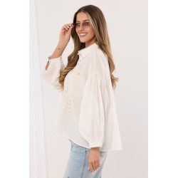 Koszula z haftem florystycznym i cekinowymi detalami