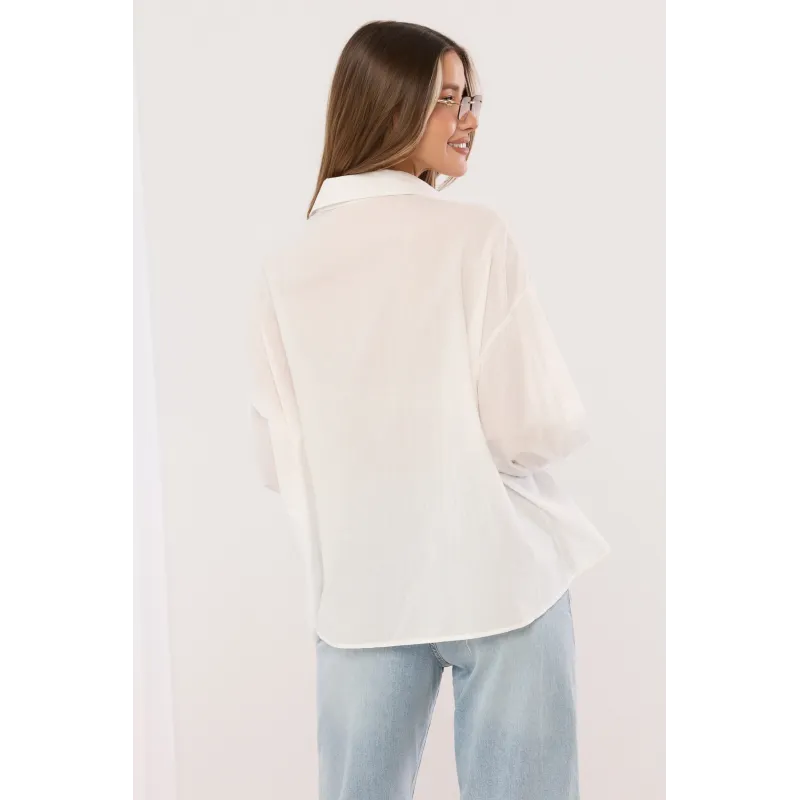 Koszula z haftem florystycznym i cekinowymi detalami