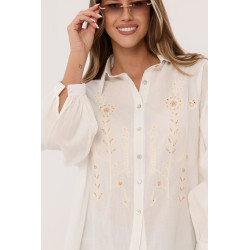 Koszula z haftem florystycznym i cekinowymi detalami