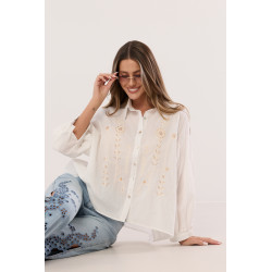 Koszula z haftem florystycznym i cekinowymi detalami
