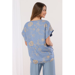 Bluzka z kontrastowym haftem florystycznym
