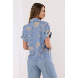 Koszula z haftem florystycznym i krótkim rękawem