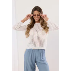 Ażurowy sweter o strukturze pionowych pasów