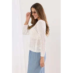 Ażurowy sweter o strukturze pionowych pasów