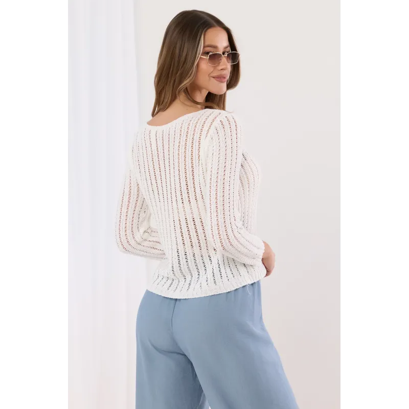 Ażurowy sweter o strukturze pionowych pasów