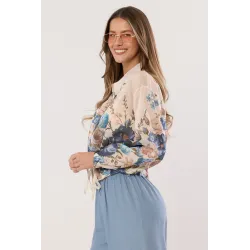 Krótka kurtka bomber w kwiatowy wzór