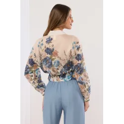 Krótka kurtka bomber w kwiatowy wzór