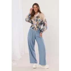 Krótka kurtka bomber w kwiatowy wzór