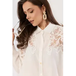 Koszula z ażurowymi ramionami i transparentną wstawką