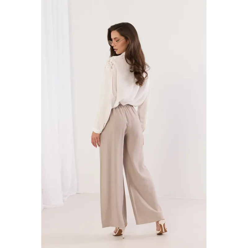 Szerokie spodnie palazzo z plecionym paskiem