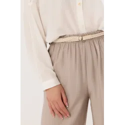 Szerokie spodnie palazzo z plecionym paskiem