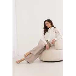 Szerokie spodnie palazzo z plecionym paskiem