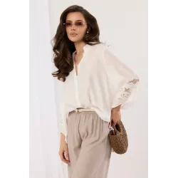 Koszula boho z haftem i bufiastymi rękawami