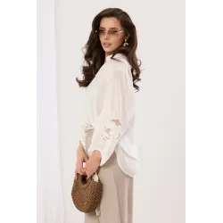Koszula boho z haftem i bufiastymi rękawami