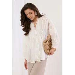 Lekka koszula z ozdobnymi plisami i chwostami