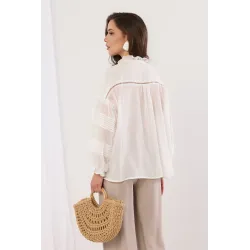Lekka koszula z ozdobnymi plisami i chwostami