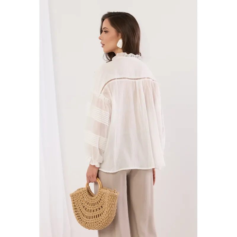 Lekka koszula z ozdobnymi plisami i chwostami