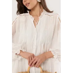 Lekka koszula z ozdobnymi plisami i chwostami