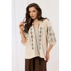 Bluzka boho z haftem i chwostami