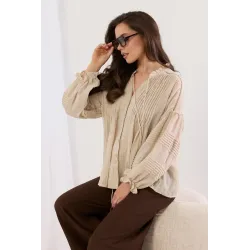 Lekka koszula z ozdobnymi plisami i chwostami