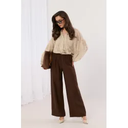 Szerokie spodnie palazzo z plecionym paskiem